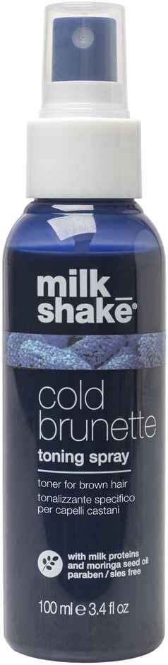 Milk Shake Pieno kokteilis „Šaltas brunetės spalvos plaukų tonizavimo purškiklis“ rudiems plaukams, 100 ml