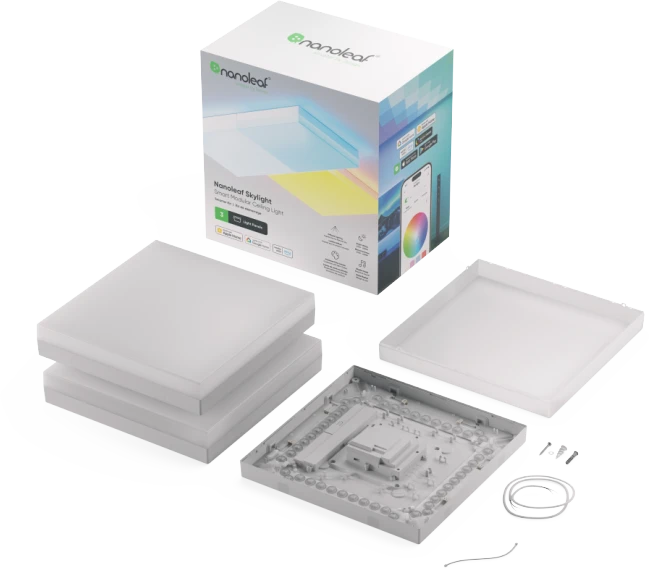 Nanoleaf Sky Light Starter Kit (3 plokštės) | Daugiau nei 6 mln. spalvų su dinamiškomis scenomis