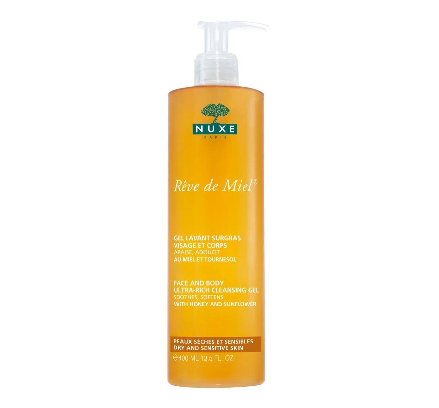 Nuxe Ypač tirštos konsistencijos veido ir kūno valomoji želė „Rêve de Miel® Face and body ultra-rich cleansing gel“, 400 ml
