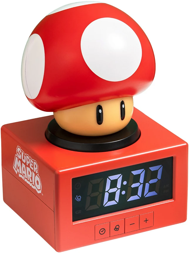 Paladone Super Mario Super Mushroom skaitmeninis žadintuvas su naktine lempute