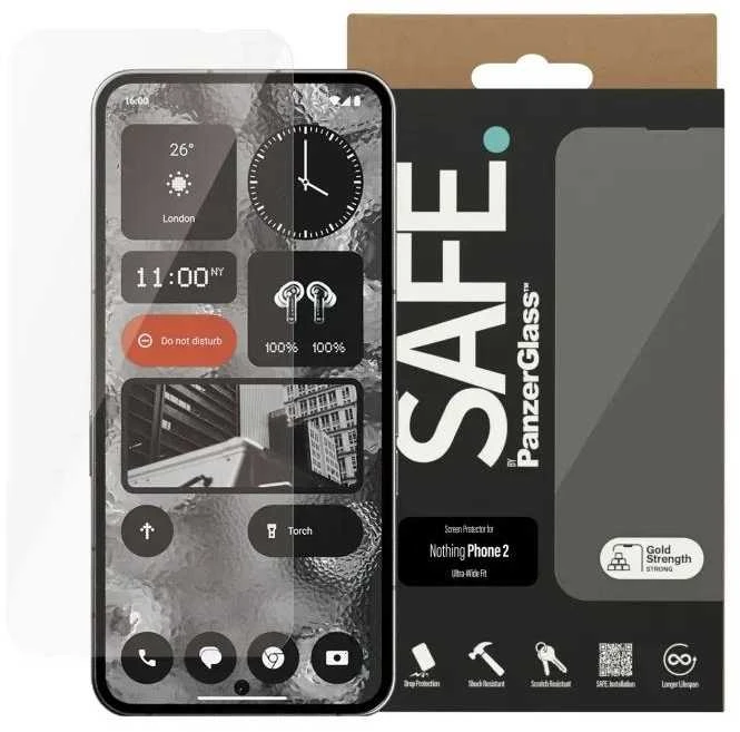 Panzer Glass „SAFE by PanzerGlass“ – ekrano apsauga – „Nothing Phone 2“ – itin platus prigludimas