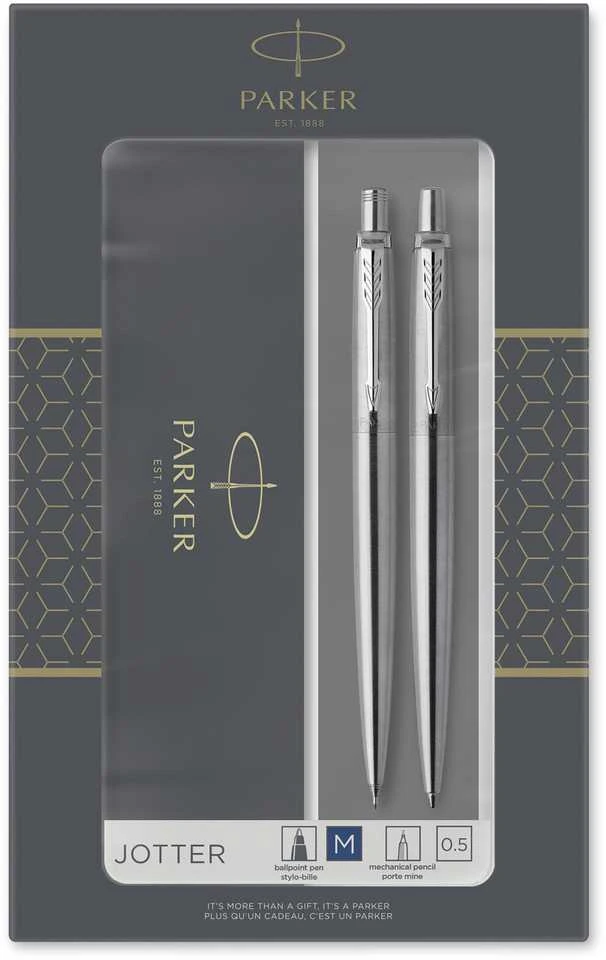 Rinkinys Parker Automatinis pieštukas + Tušinukas Jotter Stainless Steel CT