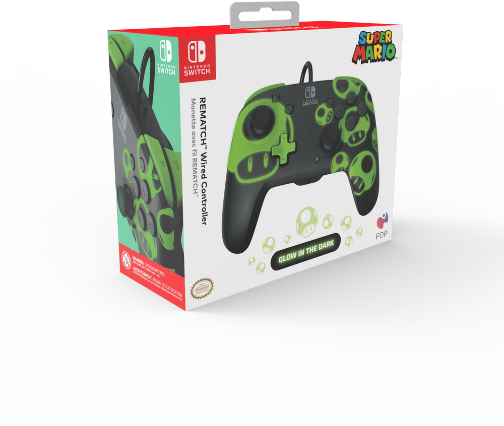 PDP Rematch 1Up Glow In The Dark laidinis valdiklis skirtas Nintendo Switch