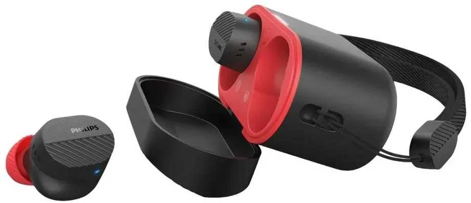 Belaidės ausinės Philips TAA5508BK, Juodos ir raudonos spalvos