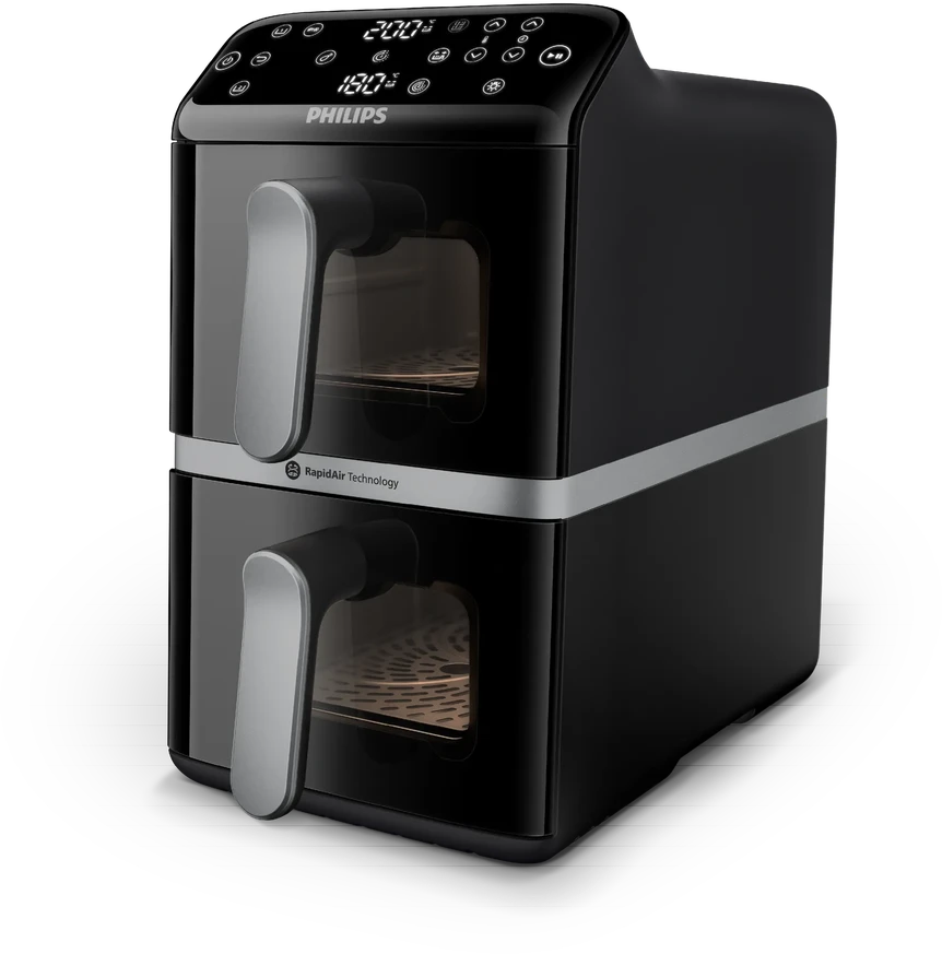 Gruzdintuvė Philips Ovi Stacked Dual Basket 4000 NA461/00 juodai-sidabrinis