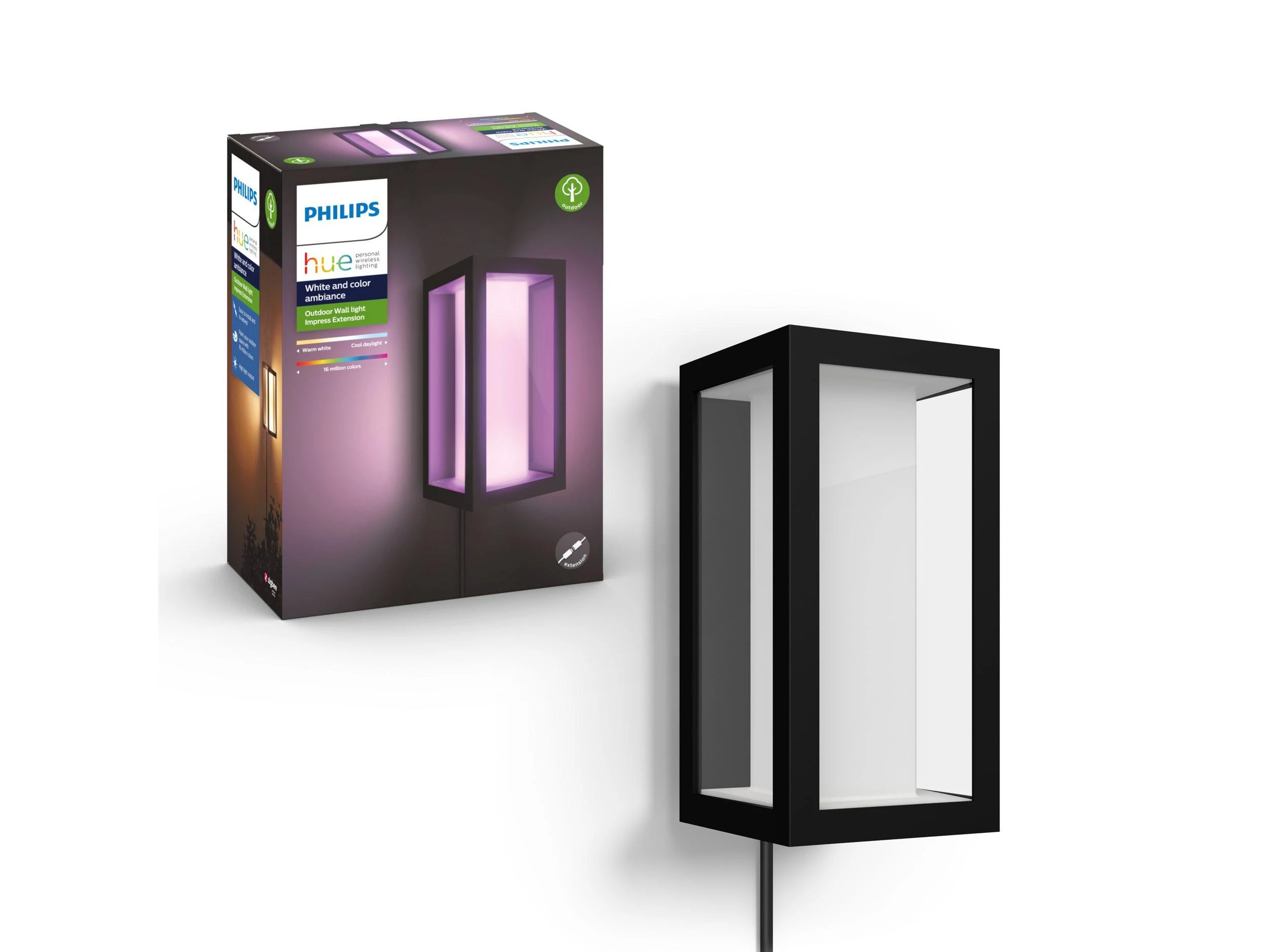 Philips Hue Impress sieninis lauko šviestuvas (Baltas ir spalvotas)