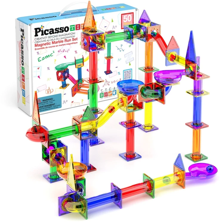 PICASSO TILES Magnetinis konstruktorius Marble run 50 det., PTG50
