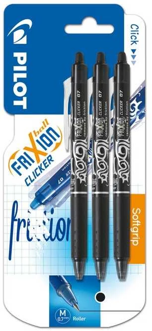 Trys Pilot FriXion 0,7 mm tušinukai pakuotėje