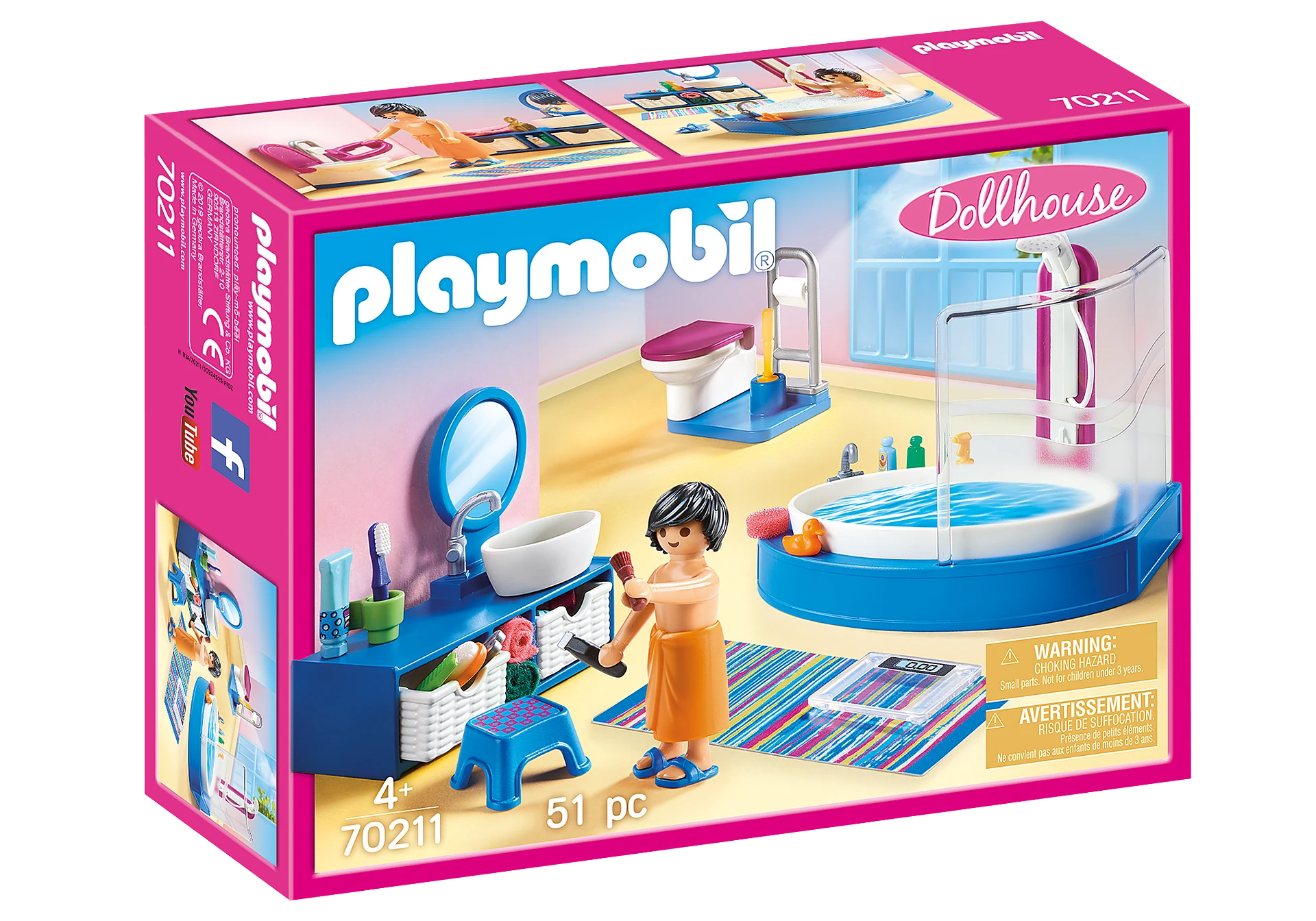 Playmobil Dollhouse 70211 Vonios kambarys su stumdoma vonia