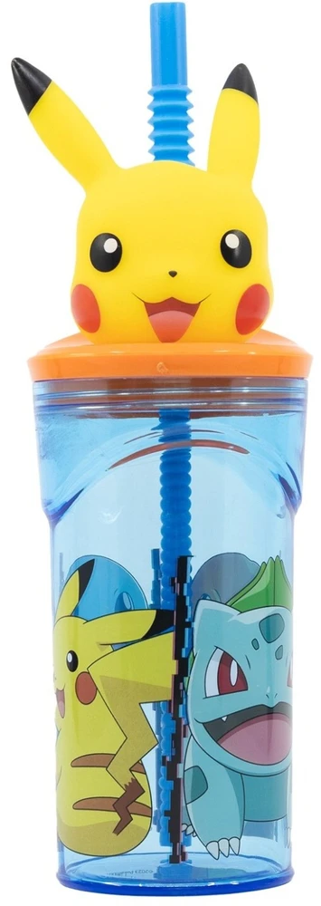 Pokemon 3d puodelis su šiaudeliu, 360 ml.