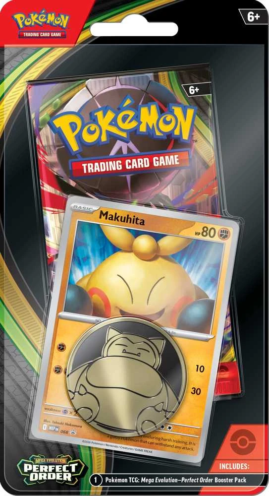 Prekybos kortelių blisteris - Pokémon Mega Evolucija Tobulo Užsakymo Patikros Klenas Blisteris Makuhita, 1 Booster Paketas, Promo Kortelė, Monetos