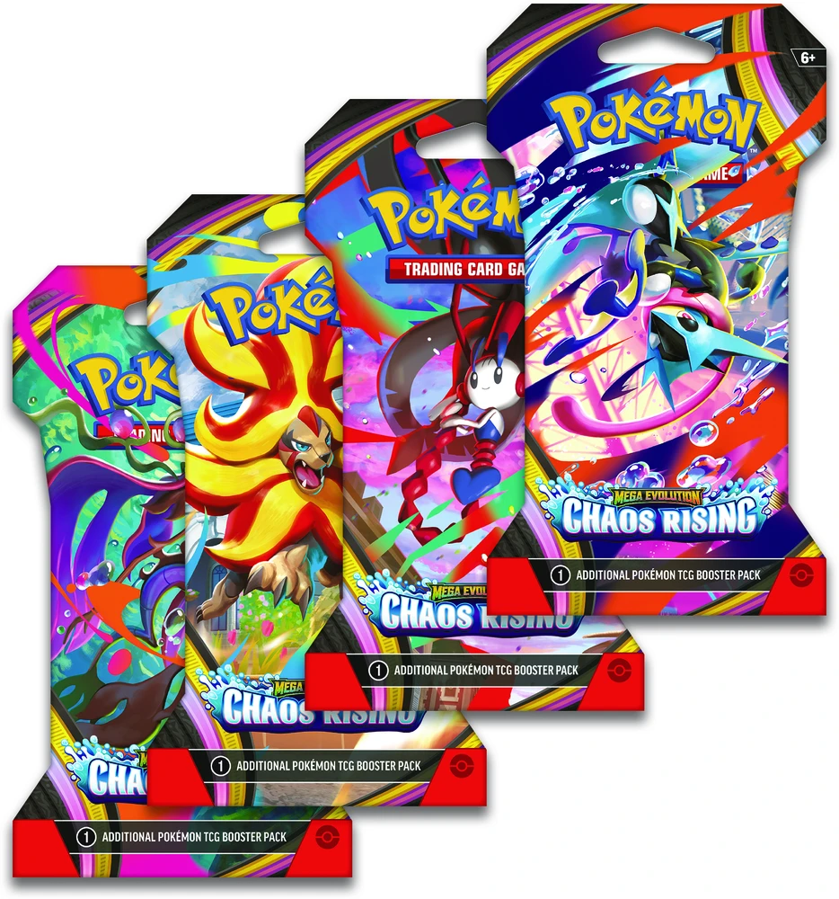 Pokémon TCG Chaos Rising Mega Evolution papildymo pakelis su įdėklu (10 kortų)