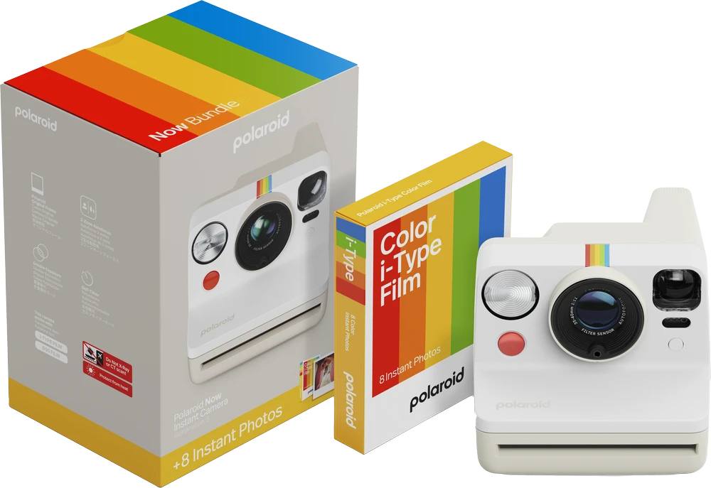 Polaroid Now Gen 3 Pebble Baltas rinkinys su spalvota plėvele (8 nuotraukos)