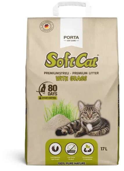 Porta21 „Porta Cat Care“ – kačių kraikas – minkštas popierinis maišelis – žolei – 17 l