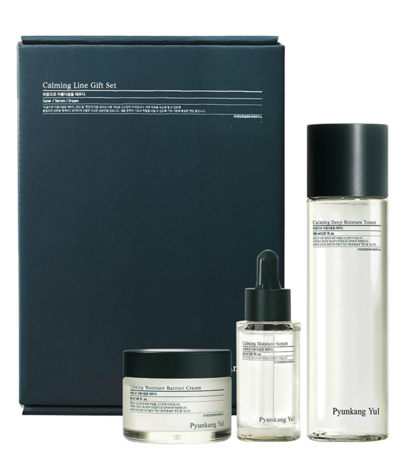 „Pyunkang Yul“ raminamosios linijos dovanų rinkinys – giliai drėkinamasis tonikas 150 ml + raminamasis serumas 30 ml + raminamasis drėkinamasis kremas 50 ml