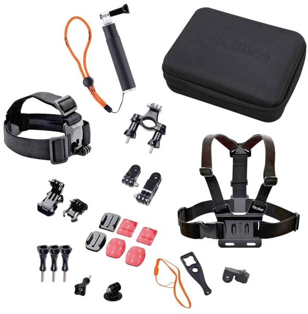 „Rollei AC Mount Set Outdoor“ – 23 dalių priedų rinkinys lauke, skirtas „Rollei Actioncams“ ir „GoPro“