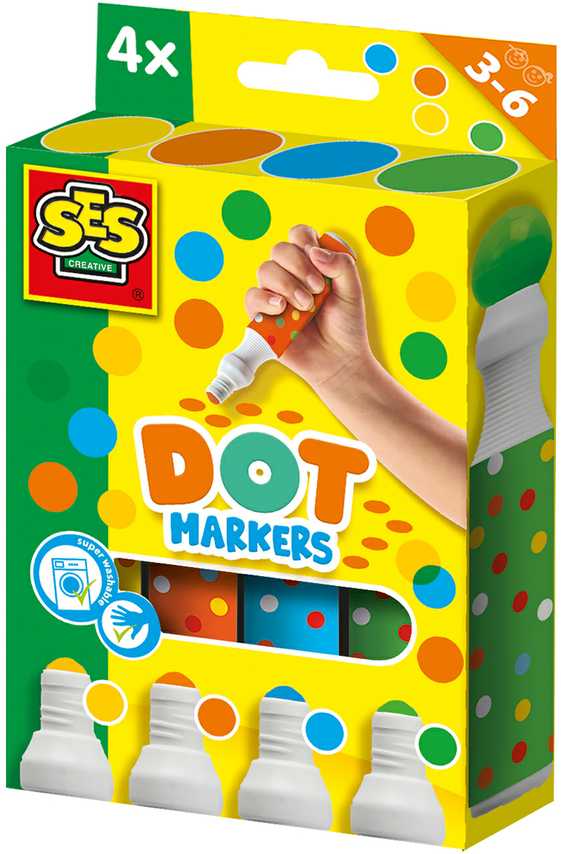 SES Creative - taškiniai žymekliai - 4 spalvos XXL (S14600)