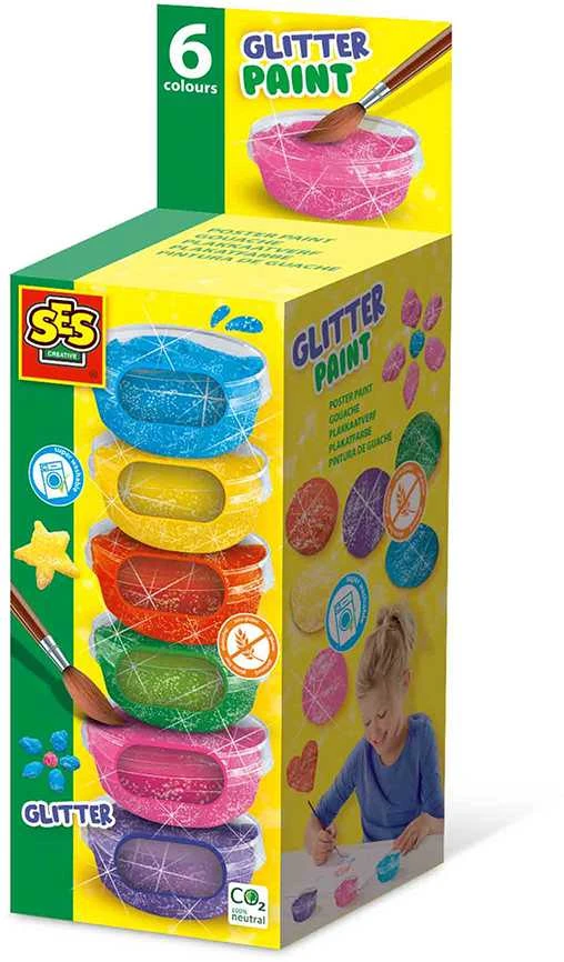 SES Creative – Poster Paint Glitter 6x45ml – (S00384)