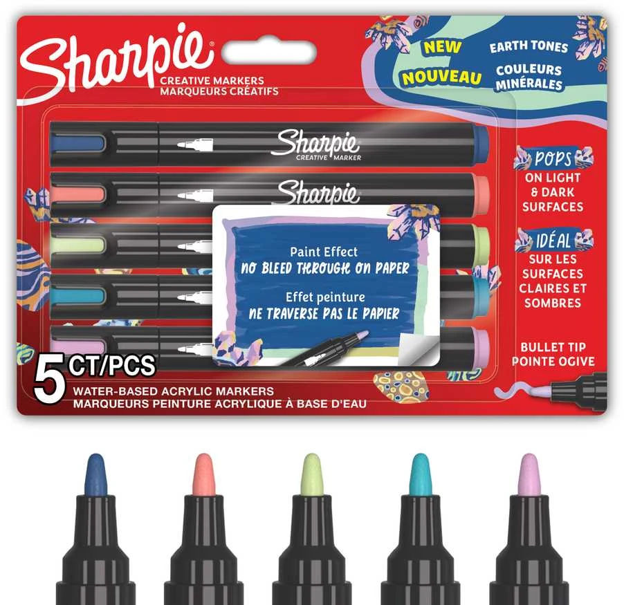 Kūrybiški Sharpie akriliniai žemės spalvų žymekliai (kūginis galiukas) 5 vnt. - 2213380