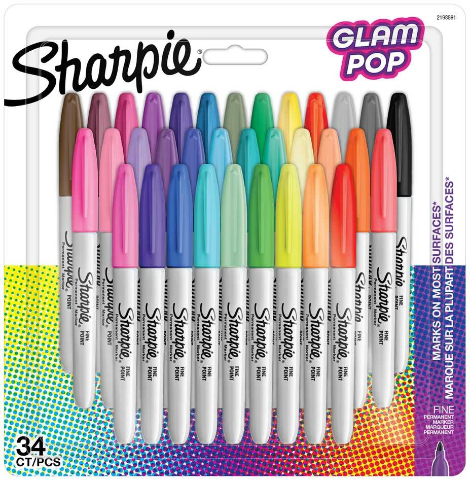 Markeriai Sharpie Fine Permanent Glam Pop 34 spalvų - 2198891