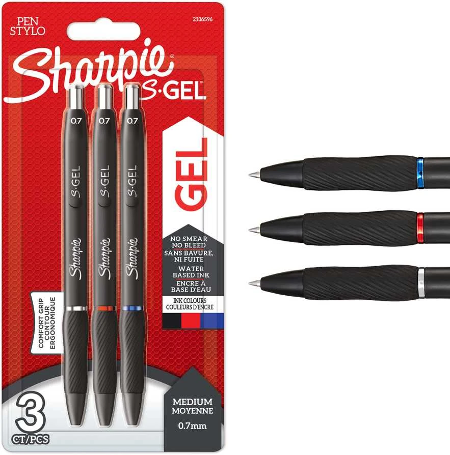 Irwin Rašiklis „Sharpie S-GEL", mėl./juod./raud., blist., 3 vnt.