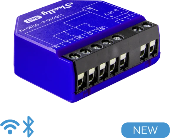 Shelly Gen3 Dimmer 0/1-10V PM šviesos intensyvuno valdiklis (Wifi, Bluetooth)