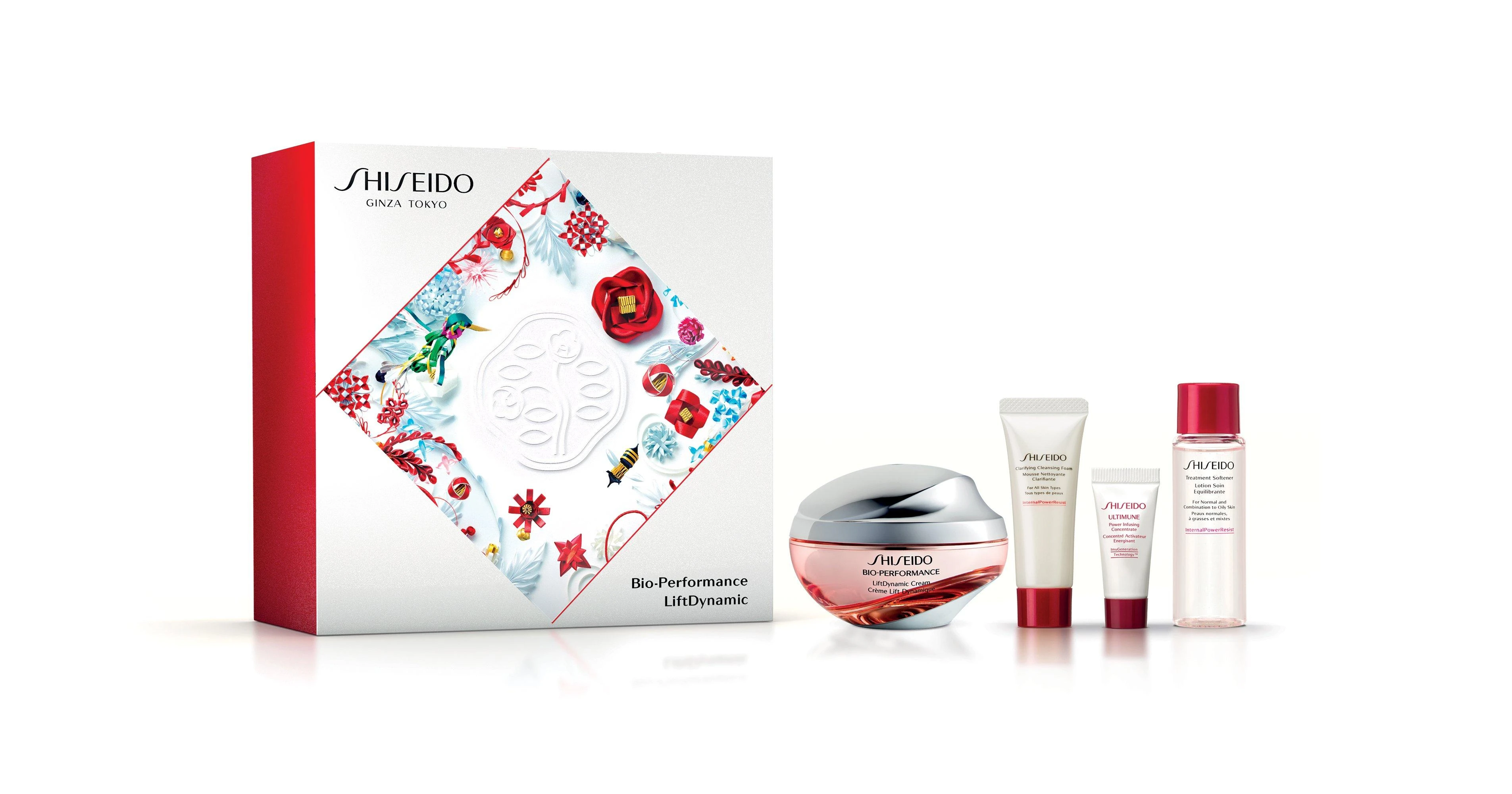 „Ginza Tokyo“ rinkinys „Shiseido“: „Bio-Performance“ – „Liftdynamic“, liftingo, kreminis, veidui, 50 ml + „Benefiance“, valomosios, valomosios putos