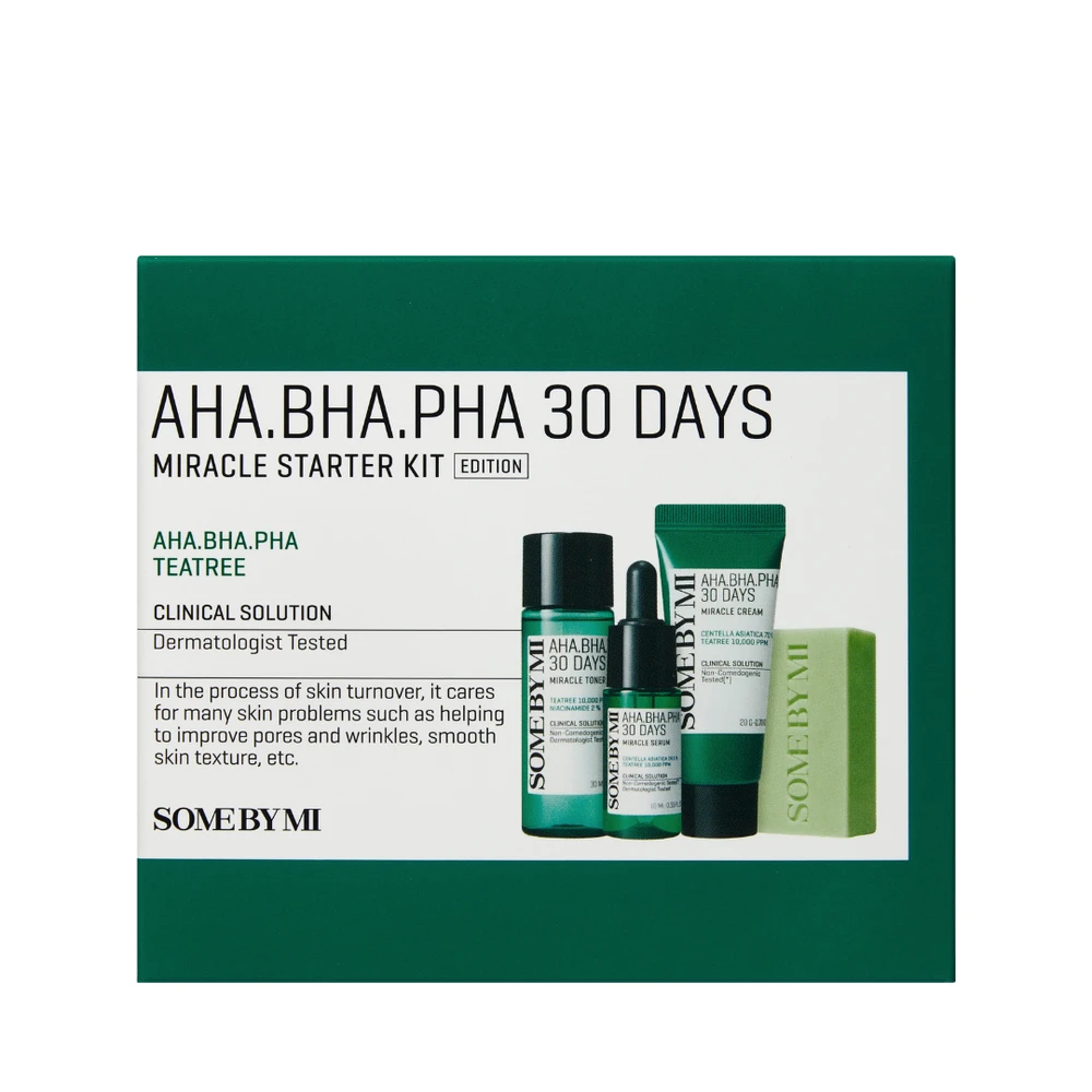 Kosmetikos rinkinys SOME BY MI AHA-BHA-PHA 30 DAYS MIRACLE STARTER KIT [Cleansing Bar 30g, Toneris 30ml, Serum 10ml, Kreminis 20g]