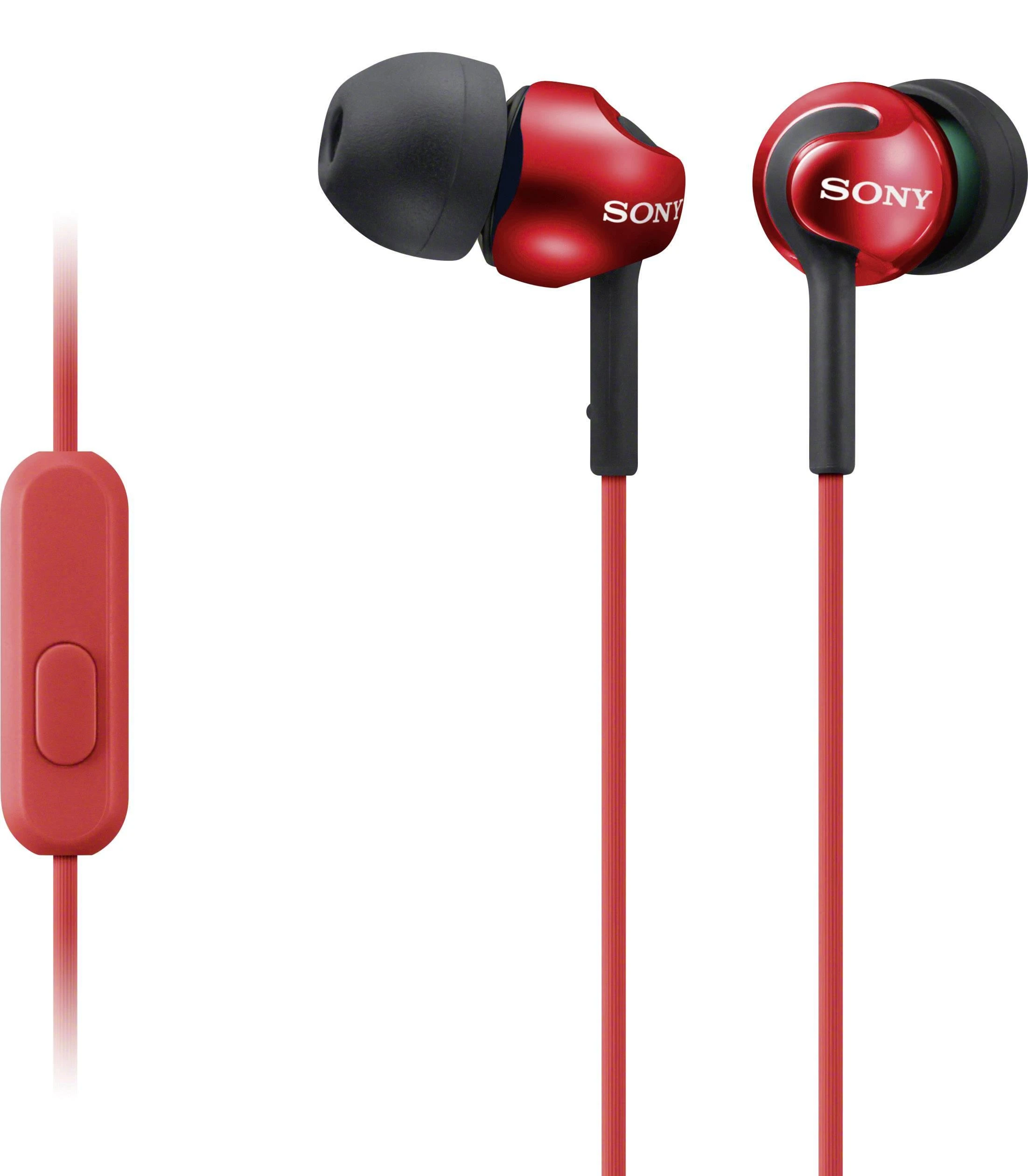 Į ausis įdedamos ausinės Sony MDR-EX110AP su mikrofonu, Raudonos