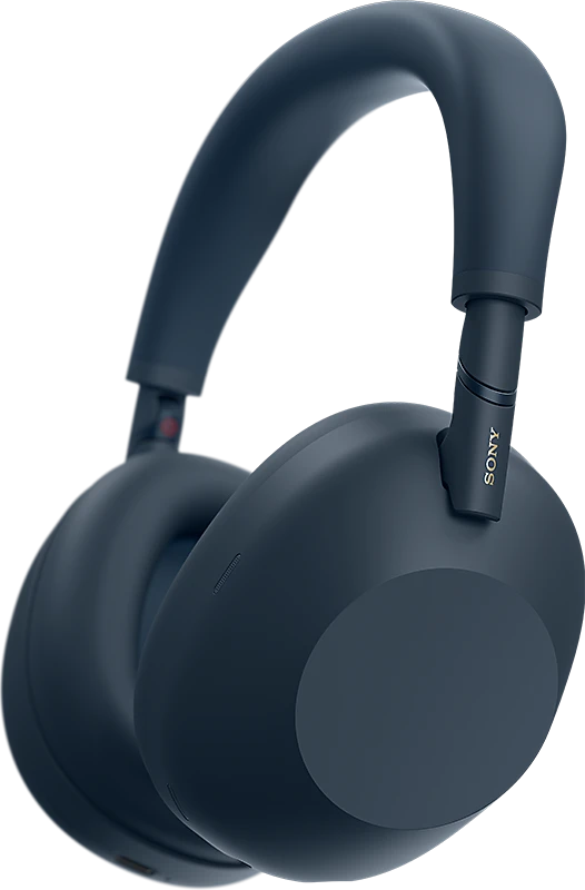 Mėlynos Sony WH-1000XM6 ausinės, šoninis vaizdas