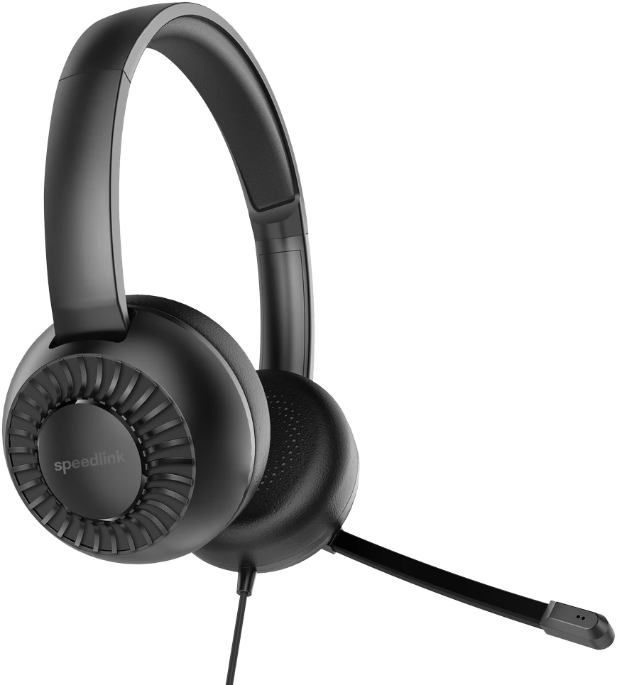 „Speedlink Metis“ stereo ausinės, 3,5 mm lizdas su Y formos adapteriu, juodos