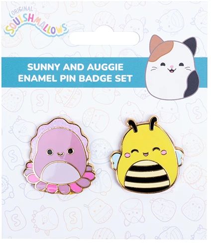 „Squishmallows“ – 2 ženkliukai „Sunny Auggie“ – ryškios