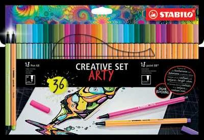 Stabilo rinkinys Cienkopis STABILO point 88 / Flamaster Pen 68 dėklas 36 vnt ARTY Creative Set 8868 / 36-1-20-6