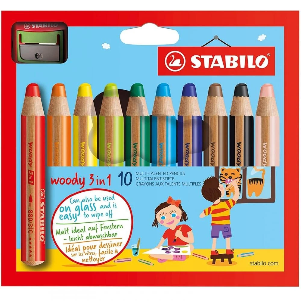 Stabilo – Woody 3in1 10 vnt su galąstuvu (880/10-2)