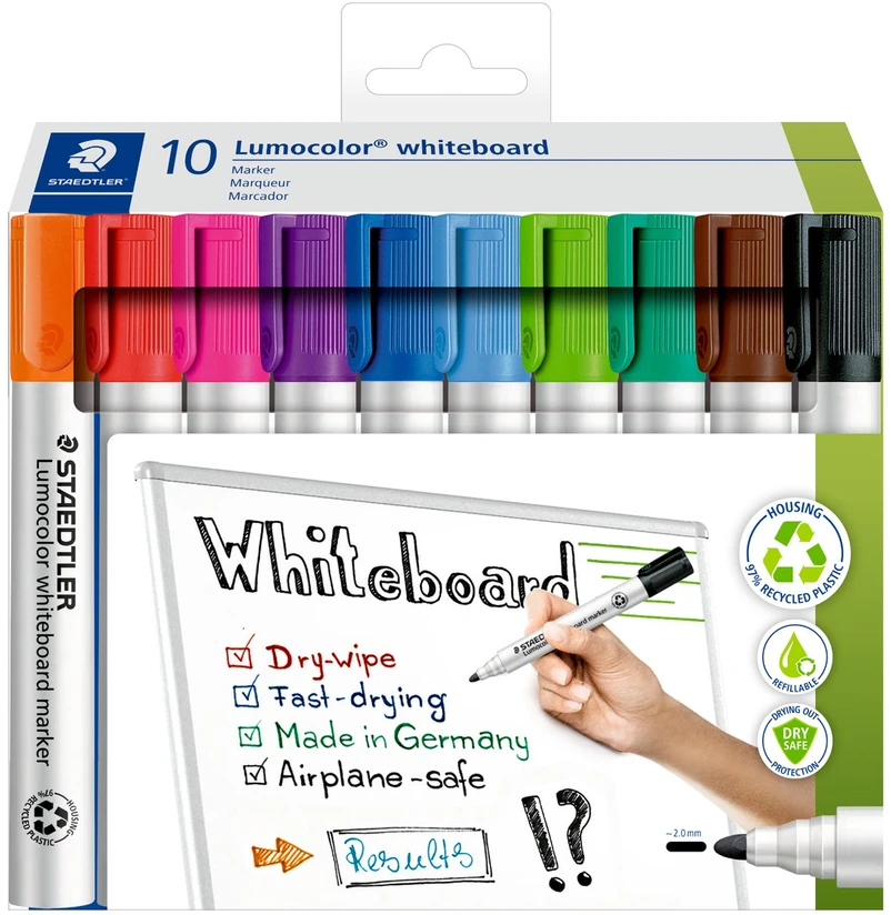 Staedtler Staedtlet - Lumocolor baltos lentos žymeklis 2,0 mm - 10 vnt. asorti. (351 C10)