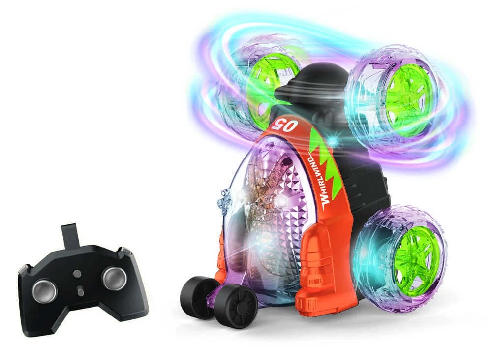 Tec Toy Crazy Tumbler - Akrobatinis automobilis su žibintuvėliu - Radiovadomas 2,4 GHz - Oranžinis (534444)