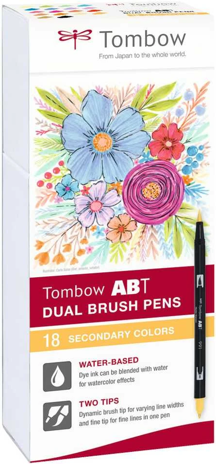Tombow Rinkinys liepsnos spalvos dvigubo rašiklio rinkinys, 18 vnt. antrinių spalvų