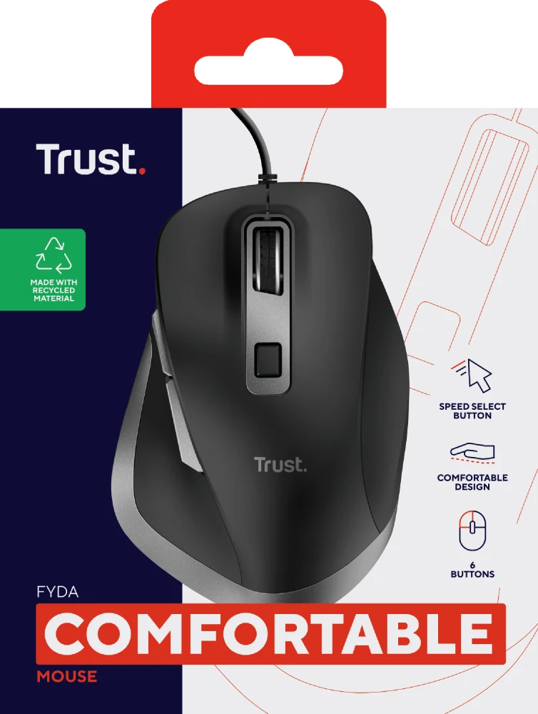 Trust Fyda - pelė su laidu (juodas)