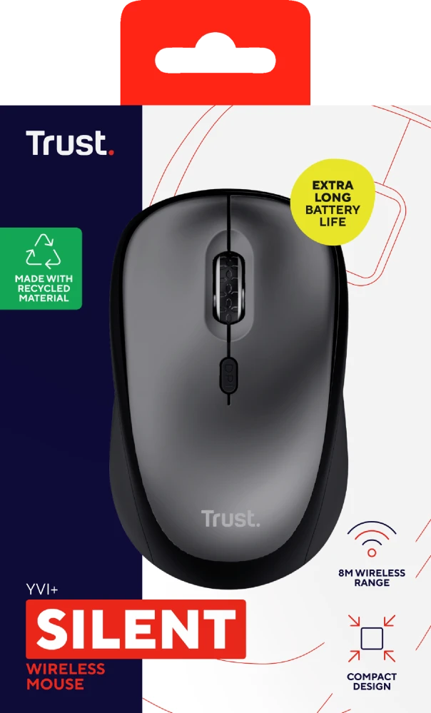Belaidė kompiuterinė pelė TRUST YVI ECO, juoda