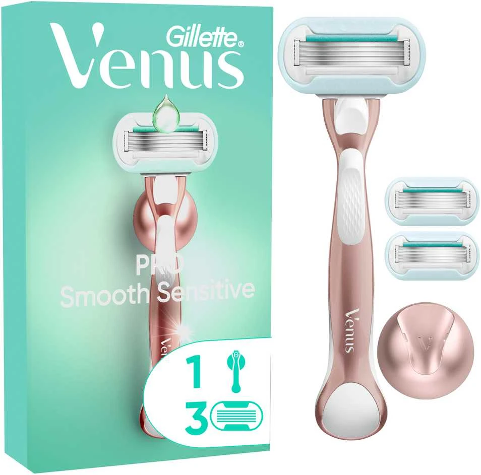 Gillette Venus Sensitive Rose Gold Skustuvas + Galvutės 3 vnt