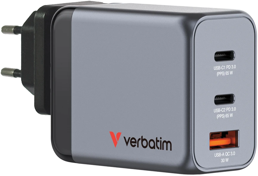 Verbatim GNC-65 GAN CHARGER 3 PORT 65W/U