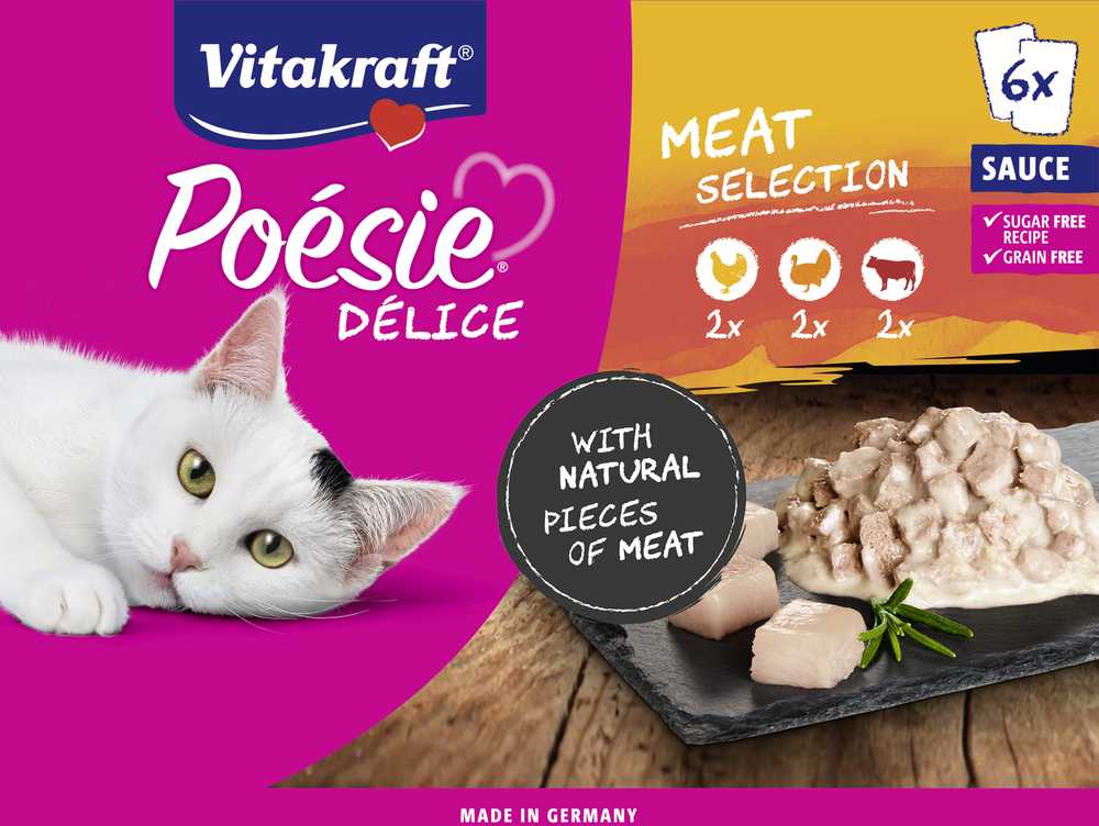 Vitakraft Chovex Sro VITAKRAFT POESIE DELICE multipack, kačių konservuotas pašaras su mėsa, 6x85g, maišelyje