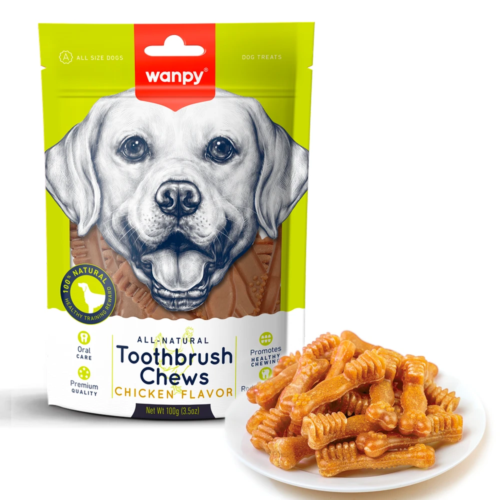 wanpy - dantų šepetėlių kramtukai - vištienos skonio - 100 g