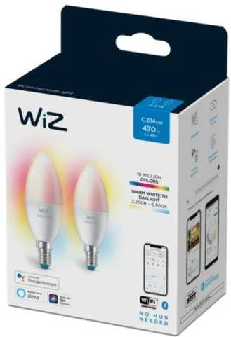 WiZ,žvakė,4,9W,2200-6500 (RGB),C37,E14,2vnt šviesos šaltinis