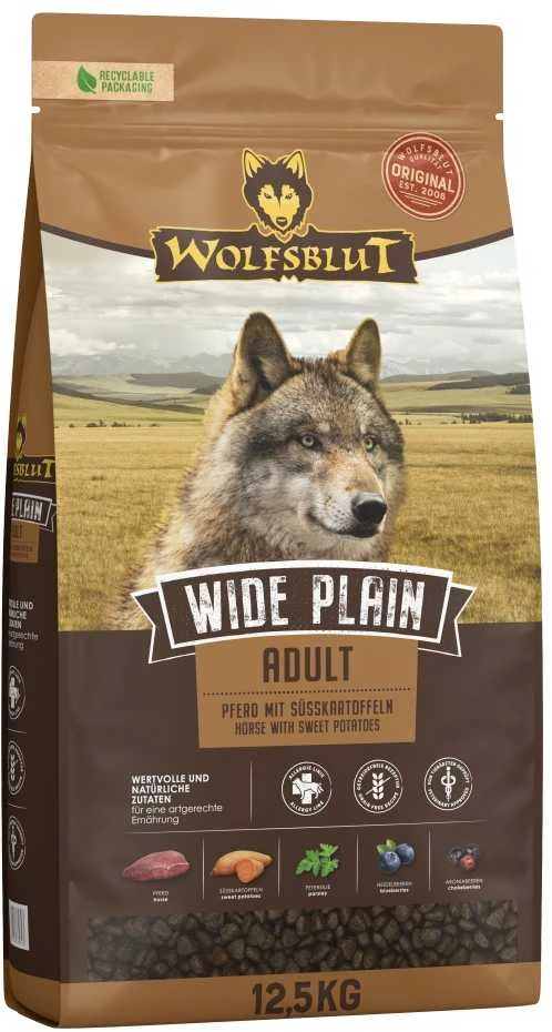 WOLFSBLUT Wide Plain Horse – sausas Maistas šunims – 12,5kg