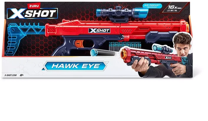 XShot *****ZURU X-SHOT HawkEye 16 šūvių paleidimo priemonė 36435