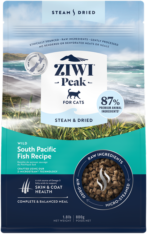 Ziwi Peak Steam&Dried Cat Wild South Pacific Fish sausas maistas katėms, 800 g