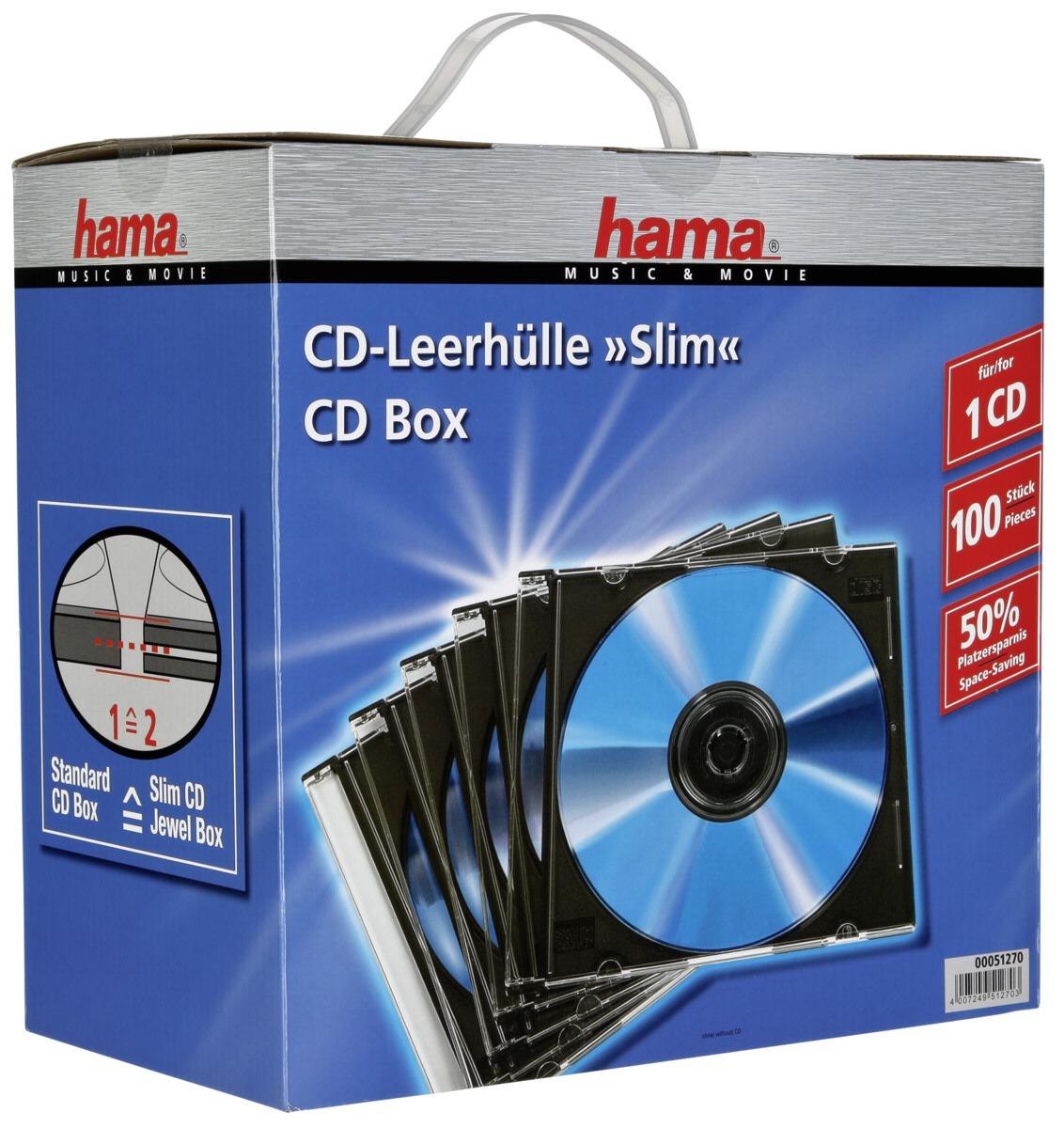 1x100 Hama Slim CD Jewel Case juodas 51270