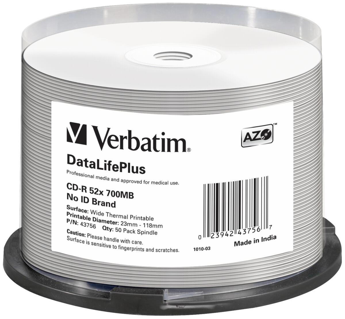 1x50 Verbatim CD-R 80 / 700MB 52x baltas platus terminis spausdinimas