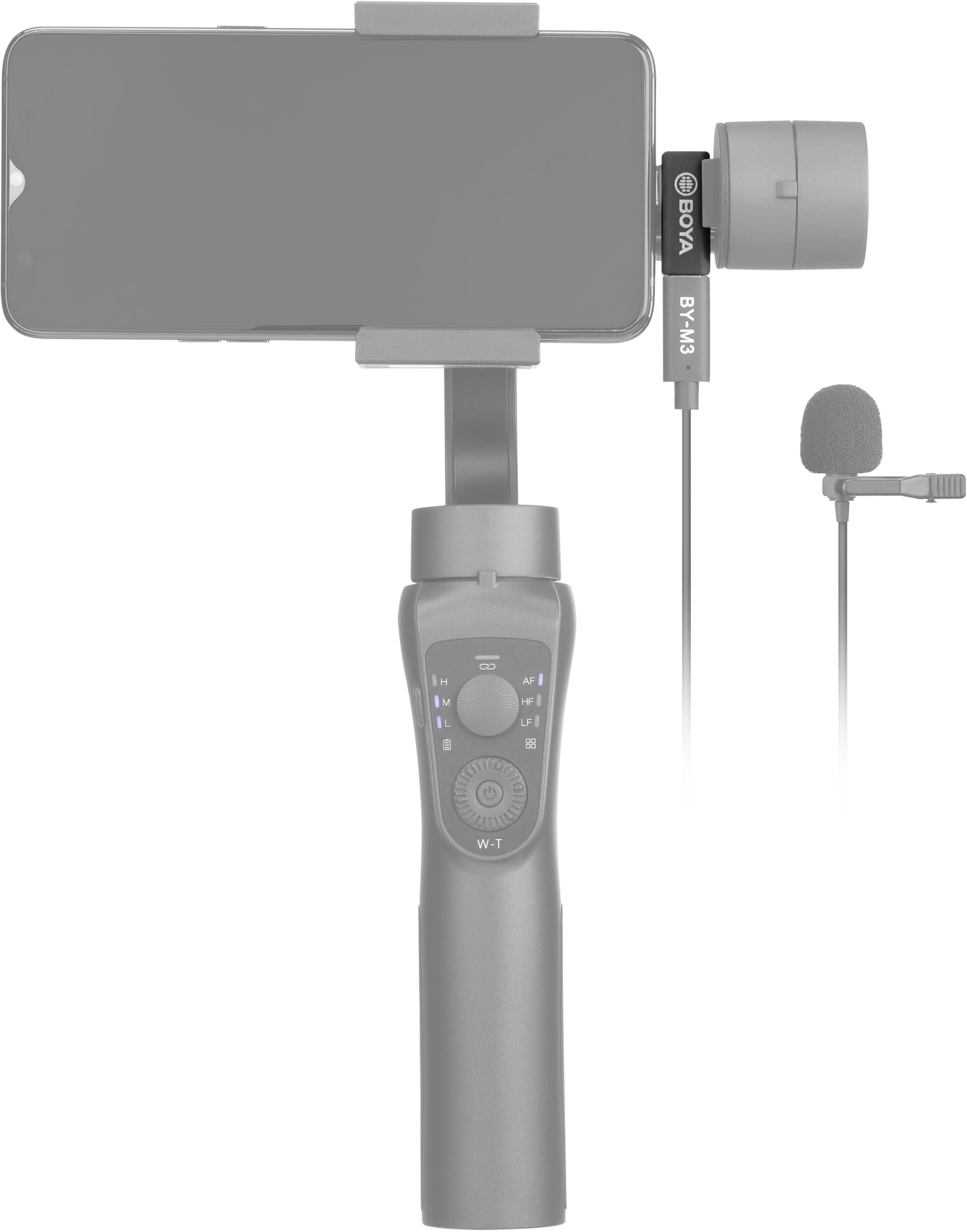 Boya BY-K5 adapteris prijungtas prie išmaniojo telefono